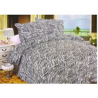 Valtellina Pollycotton Zebra Design Double Bed Sheet, black and white