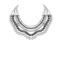 Voylla Silver And Black Beaded Necklace With Layers - HODEL20403