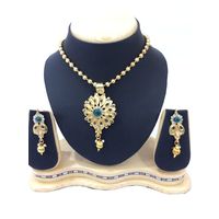 Shriya Gold Plated Austrian Diamond Designer Necklace Set With Hanging Earrigs