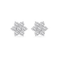 Voylla Floral Shaped Rhodium Plated Sterling Silver Stud Earrings with Swarovski Stones-AVJAI20278