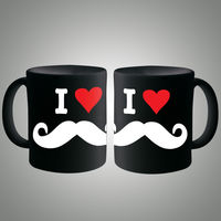 I Love Moustache Mug, multicolor